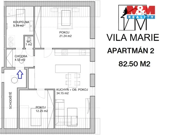 Prodej bytu 3+kk, Chotěšov, Starý mlýn, 82 m2