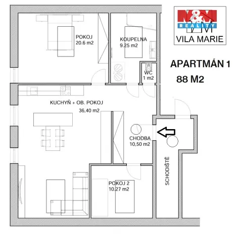 Prodej bytu 3+kk, Chotěšov, Starý mlýn, 88 m2