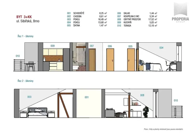 Pronájem bytu 3+kk, Brno, Sibiřská, 69 m2