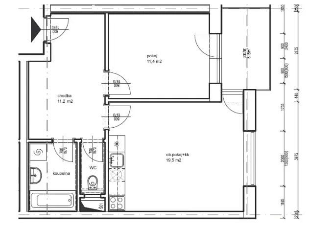 Pronájem bytu 2+kk, Brno, Říčanská, 50 m2