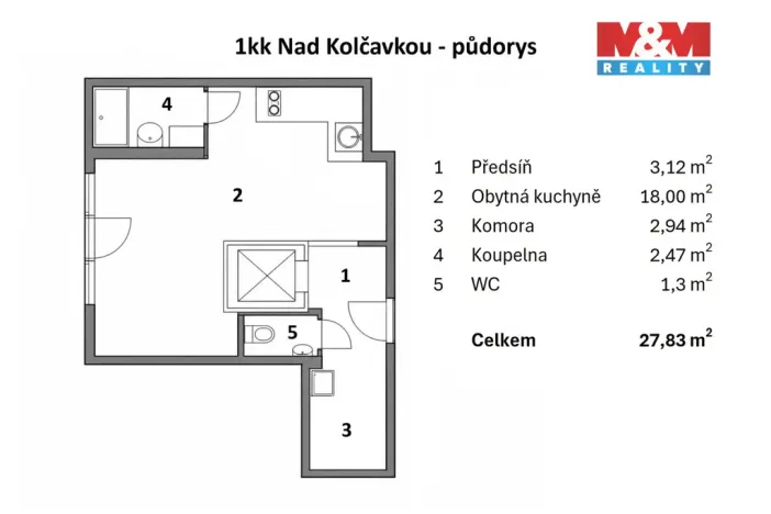 Prodej bytu 1+kk, Praha - Libeň, Nad Kolčavkou, 28 m2