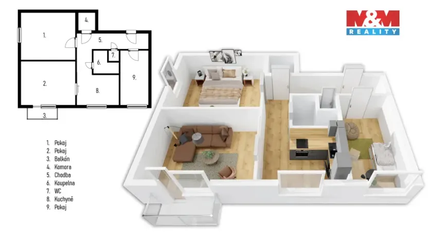 Prodej bytu 3+1, Třebíč - Borovina, Zahraničního odboje, 74 m2