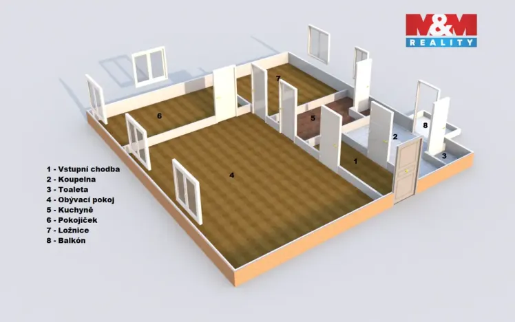 Prodej bytu 3+1, Opočno, Nádražní, 81 m2