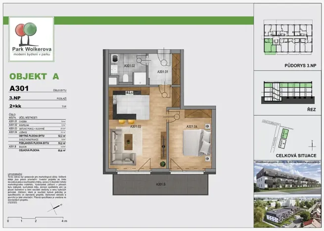 Prodej bytu 2+kk, Kralupy nad Vltavou, J. Wolkera, 55 m2
