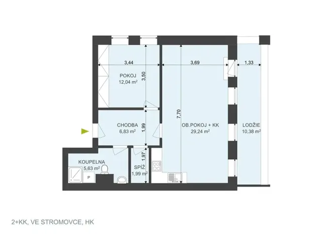 Pronájem bytu 2+kk, Hradec Králové, Ve Stromovce, 66 m2