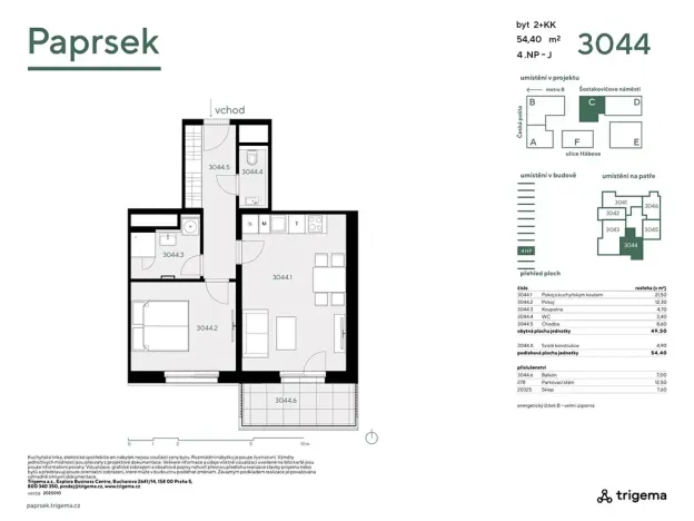 Pronájem bytu 2+kk, Praha - Stodůlky, Hábova, 55 m2