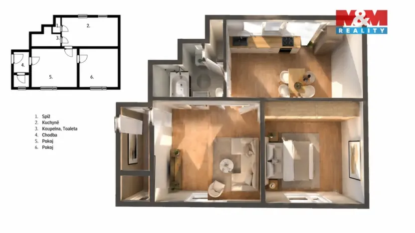 Prodej bytu 2+kk, Kožušany-Tážaly - Tážaly, 57 m2