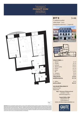 Pronájem bytu 3+kk, Bystřice nad Pernštejnem, Masarykovo náměstí, 81 m2