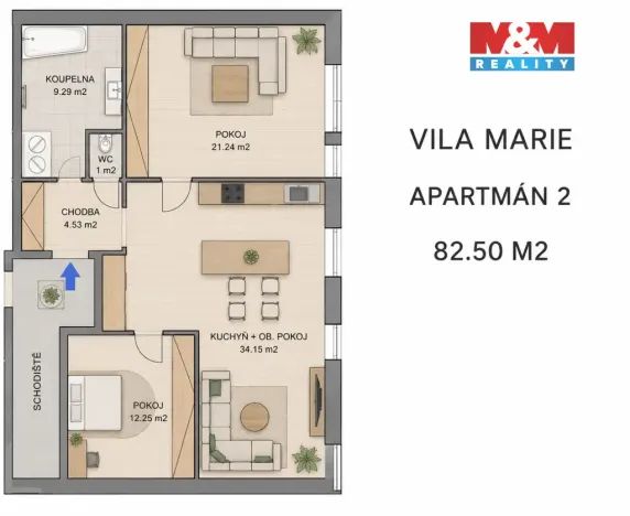 Prodej bytu 3+kk, Chotěšov, Starý mlýn, 82 m2