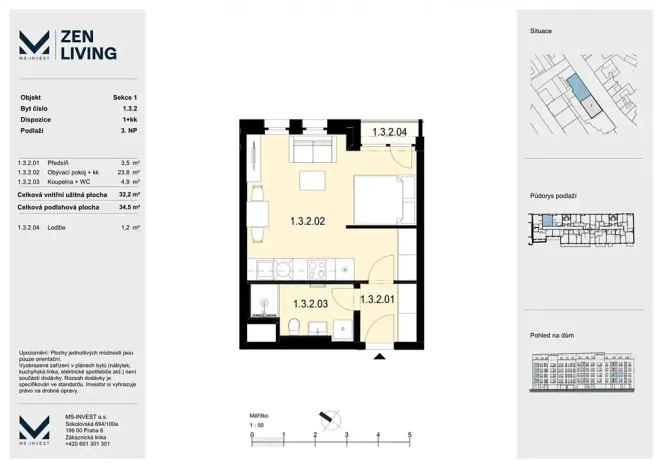 Prodej bytu 1+kk, Praha - Libeň, Zenklova, 35 m2