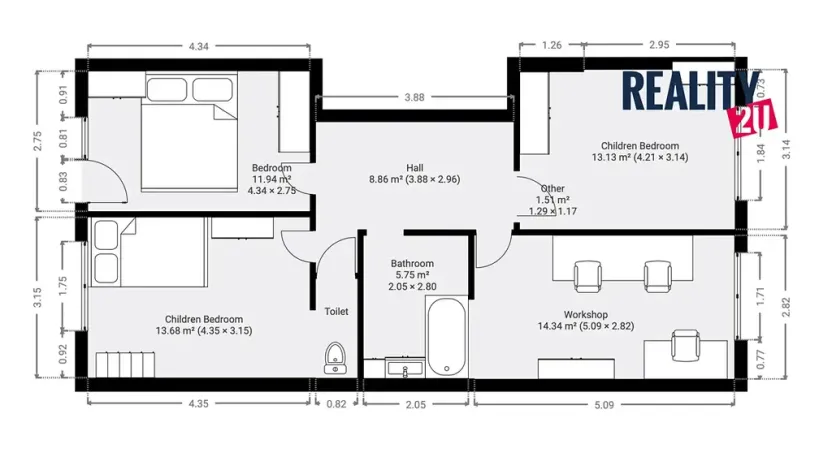 Pronájem rodinného domu, Třebíč, Kpt. Nálepky, 209 m2