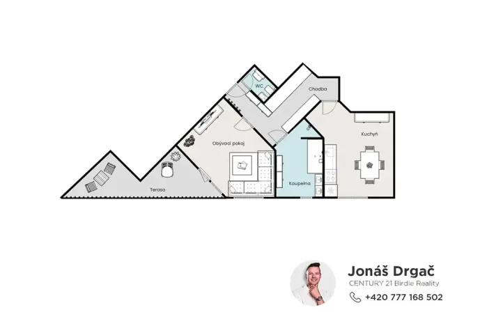 Pronájem bytu 2+kk, Praha - Hostivař, Pražská, 54 m2