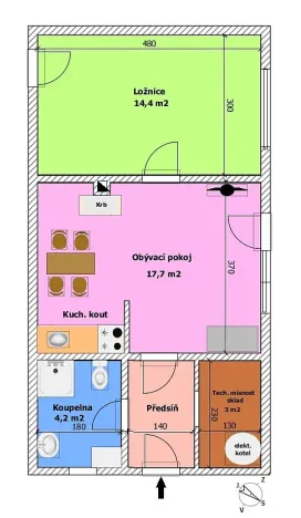 Prodej bytu 2+kk, Frymburk - Kovářov, 45 m2