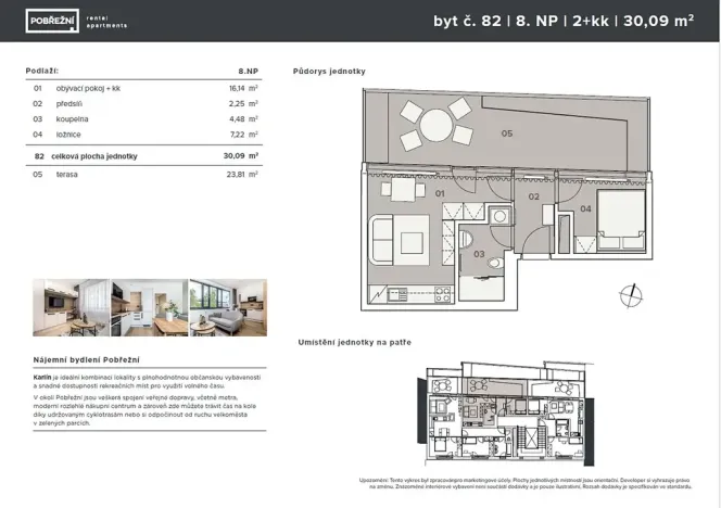 Pronájem bytu 2+kk, Praha - Karlín, Pobřežní, 30 m2