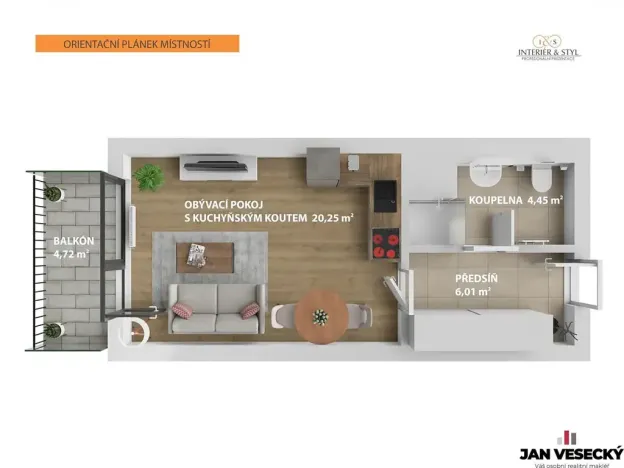 Prodej bytu 1+kk, Plzeň, Železná, 32 m2