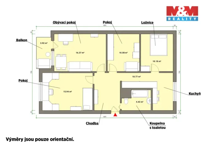 Prodej bytu 3+1, Nebanice, 76 m2