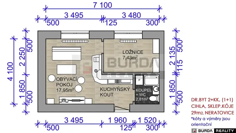 Prodej bytu 2+kk, Neratovice, 30 m2