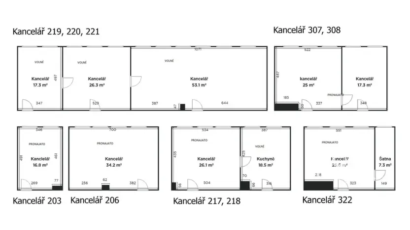 Pronájem kanceláře, Modřice, Nádražní, 44 m2