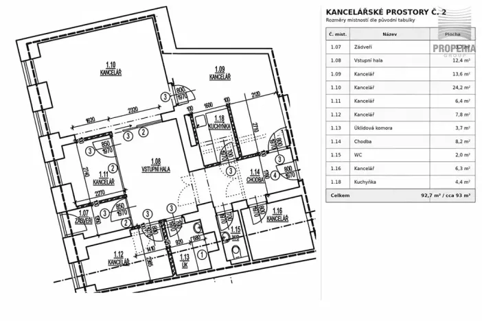 Pronájem kanceláře, Brno, 93 m2