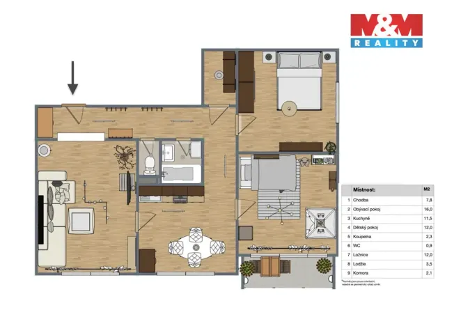 Prodej bytu 3+1, Jirkov, Krušnohorská, 66 m2