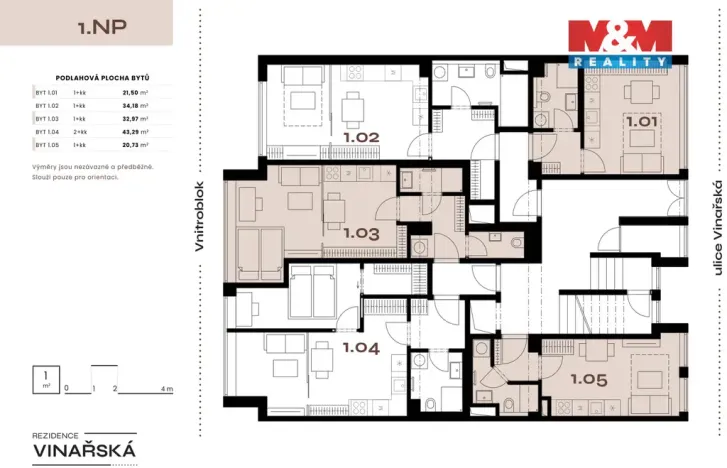 Prodej bytu 1+kk, Praha - Holešovice, Vinařská, 22 m2