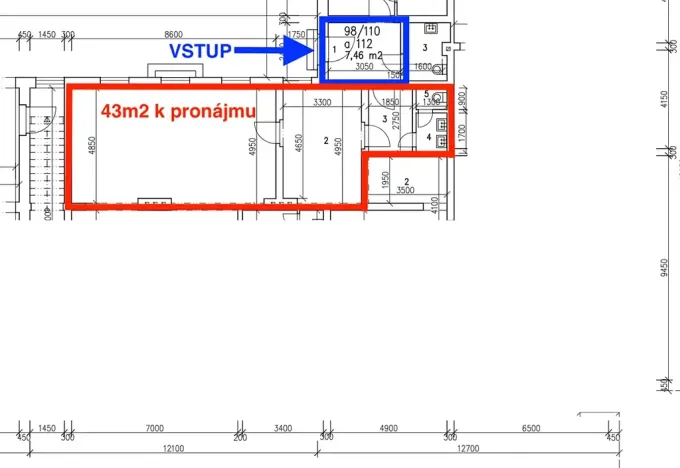 Pronájem obchodního prostoru, Ostrava, Mírová, 43 m2