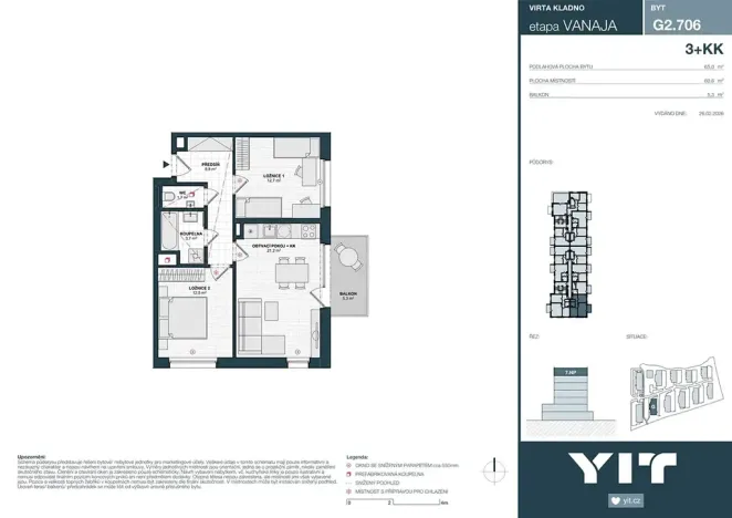 Prodej bytu 3+kk, Kladno, Unhošťská, 61 m2