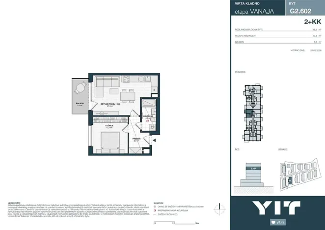 Prodej bytu 2+kk, Kladno, Unhošťská, 44 m2