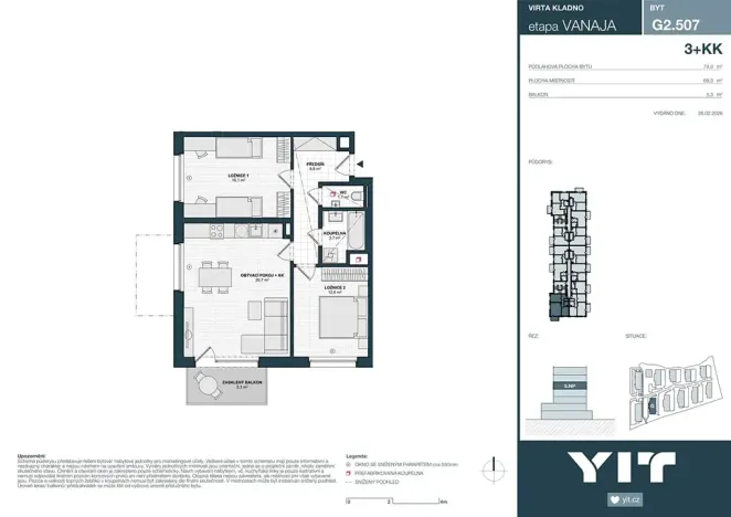 Prodej bytu 3+kk, Kladno, Unhošťská, 69 m2