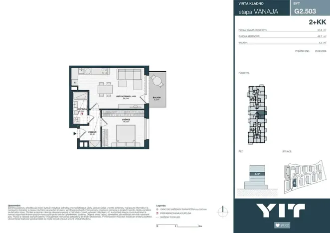 Prodej bytu 2+kk, Kladno, Unhošťská, 49 m2