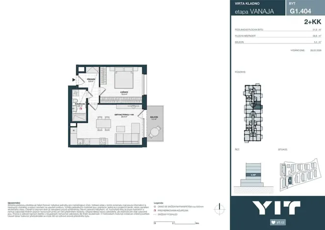 Prodej bytu 2+kk, Kladno, Unhošťská, 49 m2