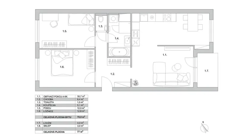 Prodej bytu 3+kk, Praha - Háje, Emilie Hyblerové, 77 m2