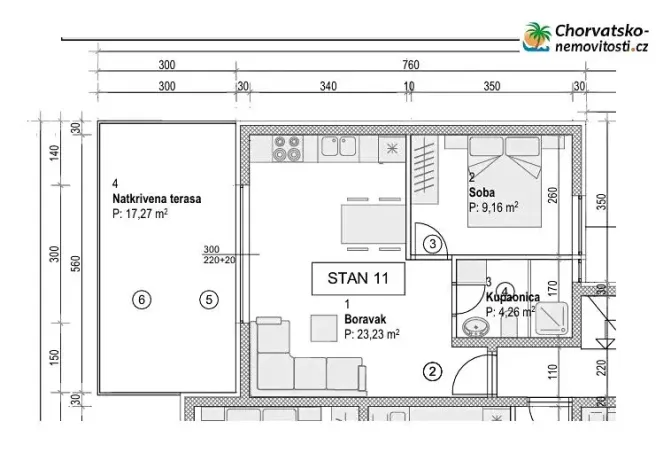 Prodej bytu 2+kk, Povljana, Chorvatsko, 44 m2