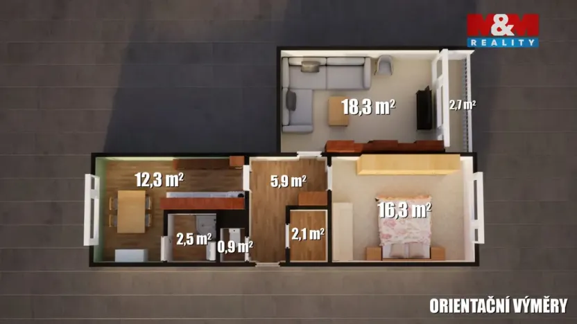 Prodej bytu 2+1, Jílové, Oblouková, 58 m2