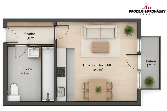 Prodej bytu 1+kk, Praha, Zakšínská, 30 m2