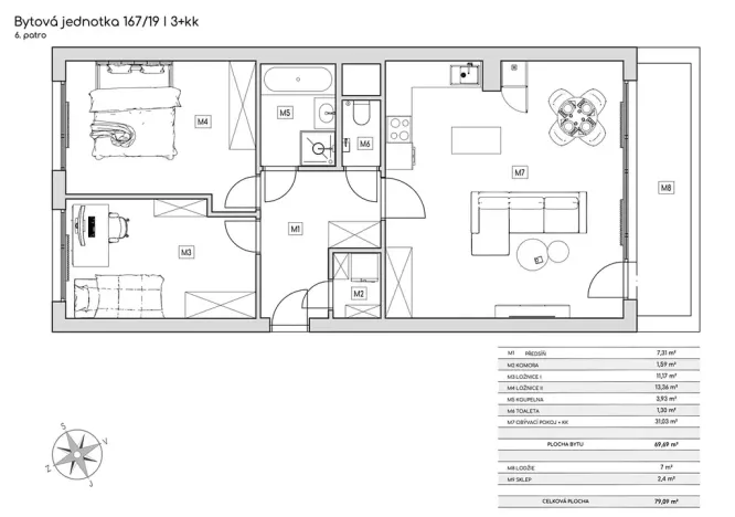 Prodej bytu 3+kk, Praha - Žižkov, Roháčova, 79 m2