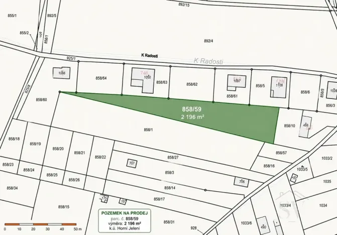 Prodej pozemku, Horní Jelení, Lesní, 2196 m2