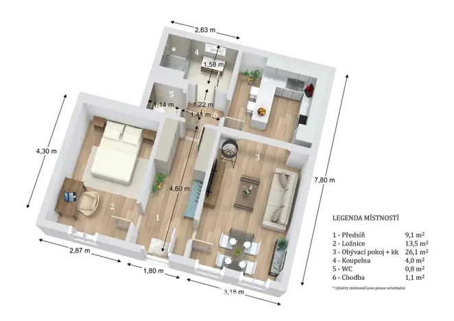 Prodej bytu 2+kk, Brno, Údolní, 54 m2