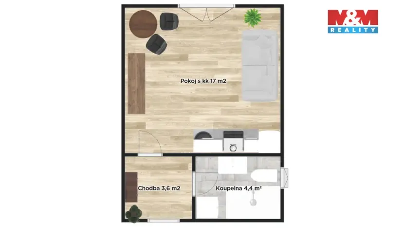 Pronájem bytu 1+kk, Dobročovice, 25 m2
