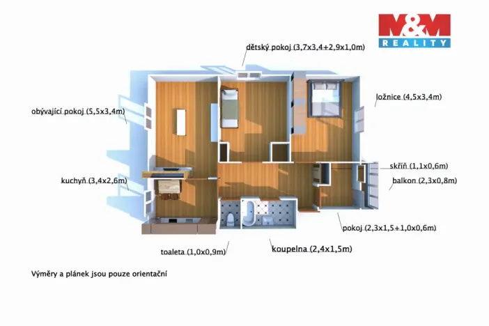 Pronájem bytu 3+1, Červené Poříčí, 70 m2