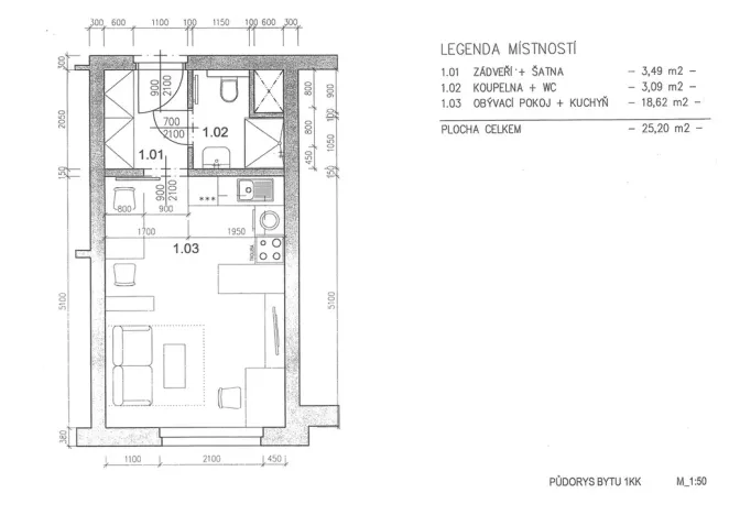 Pronájem bytu 1+kk, Brno, Přadlácká, 25 m2