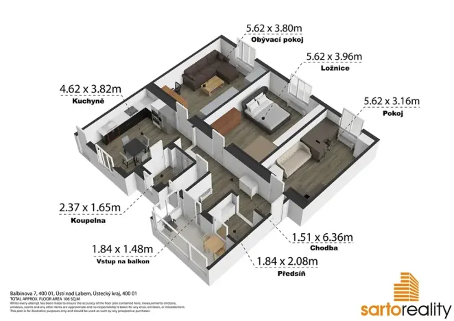 Prodej bytu 3+1, Ústí nad Labem, Balbínova, 104 m2