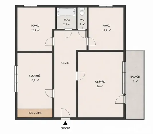 Prodej bytu 3+1, Řenče, 84 m2