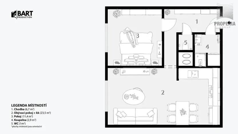 Prodej bytu 2+kk, Brno, Koniklecová, 49 m2