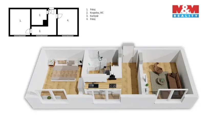 Prodej bytu 2+1, Týniště nad Orlicí, Okružní, 44 m2