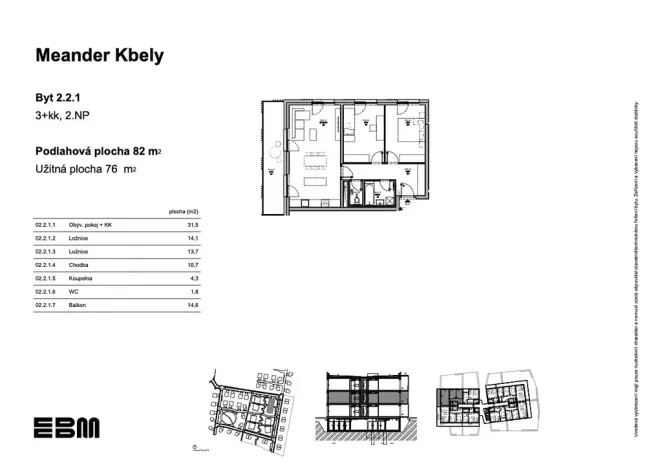 Prodej bytu 3+kk, Praha - Kbely, K Vinoři, 82 m2
