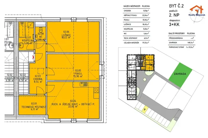 Prodej bytu 3+kk, Jílovice, 77 m2