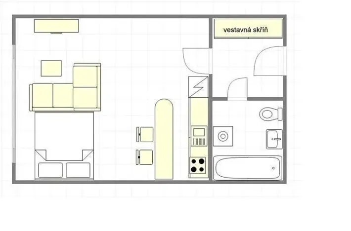 Pronájem bytu 1+kk, Praha - Vinohrady, Hradecká, 37 m2