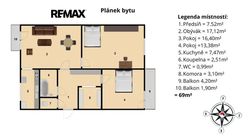 Prodej bytu 3+1, Praha - Vršovice, Gruzínská, 69 m2