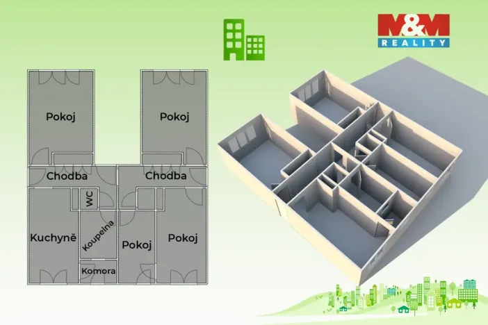 Pronájem bytu 4+1, Střelná, 82 m2